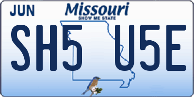 MO license plate SH5U5E