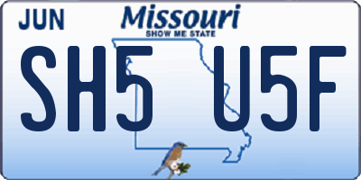 MO license plate SH5U5F
