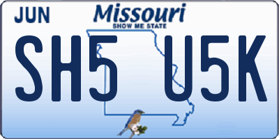 MO license plate SH5U5K