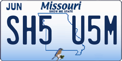 MO license plate SH5U5M