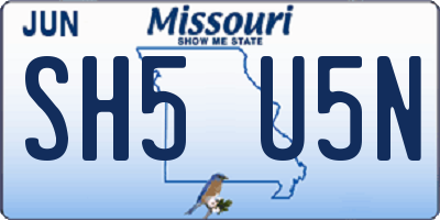 MO license plate SH5U5N