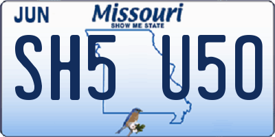 MO license plate SH5U5O