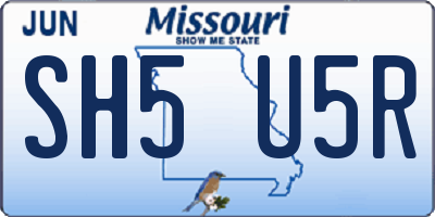 MO license plate SH5U5R