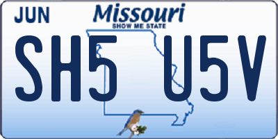 MO license plate SH5U5V