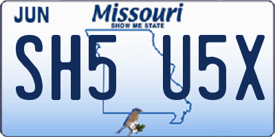 MO license plate SH5U5X