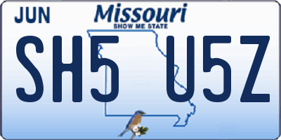 MO license plate SH5U5Z