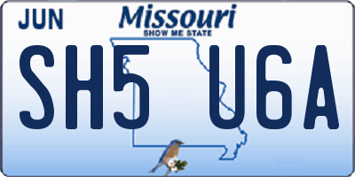 MO license plate SH5U6A