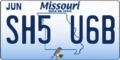 MO license plate SH5U6B