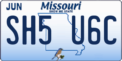 MO license plate SH5U6C