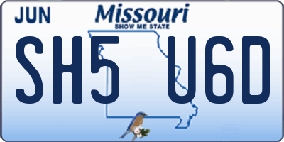 MO license plate SH5U6D
