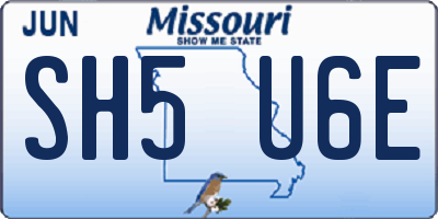 MO license plate SH5U6E