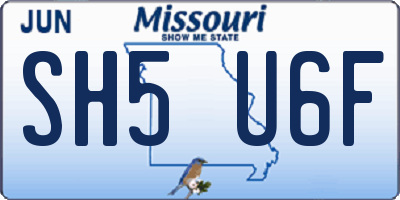 MO license plate SH5U6F