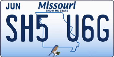 MO license plate SH5U6G