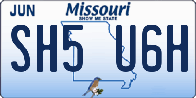 MO license plate SH5U6H