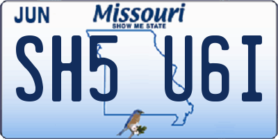 MO license plate SH5U6I