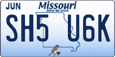 MO license plate SH5U6K