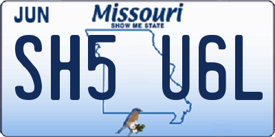 MO license plate SH5U6L