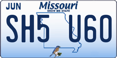 MO license plate SH5U6O