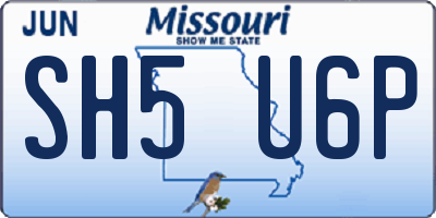 MO license plate SH5U6P