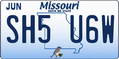 MO license plate SH5U6W