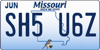MO license plate SH5U6Z