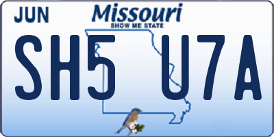 MO license plate SH5U7A