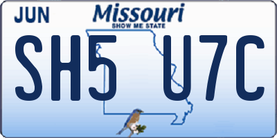 MO license plate SH5U7C