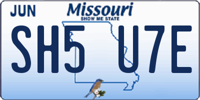 MO license plate SH5U7E