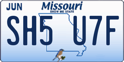 MO license plate SH5U7F