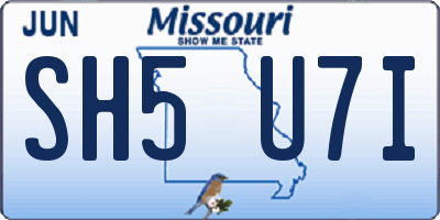 MO license plate SH5U7I