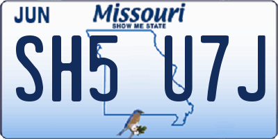 MO license plate SH5U7J
