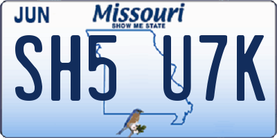 MO license plate SH5U7K