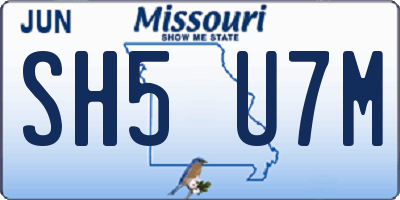 MO license plate SH5U7M