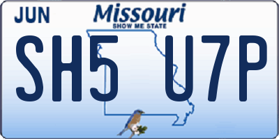 MO license plate SH5U7P