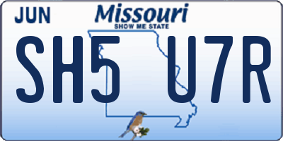 MO license plate SH5U7R