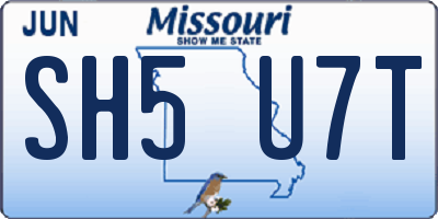 MO license plate SH5U7T