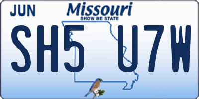 MO license plate SH5U7W