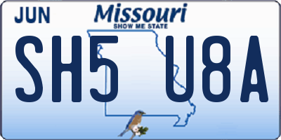 MO license plate SH5U8A