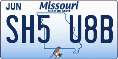 MO license plate SH5U8B