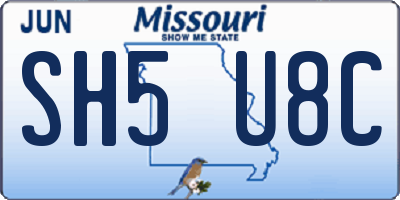 MO license plate SH5U8C