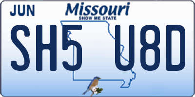 MO license plate SH5U8D