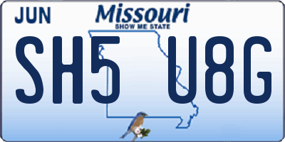 MO license plate SH5U8G