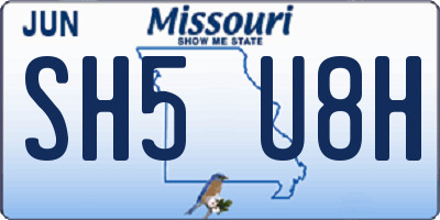 MO license plate SH5U8H