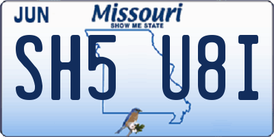 MO license plate SH5U8I