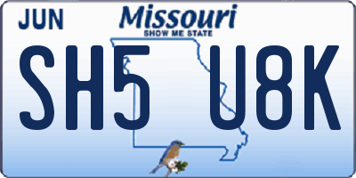 MO license plate SH5U8K