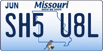 MO license plate SH5U8L