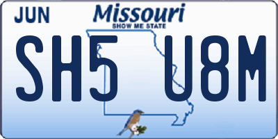 MO license plate SH5U8M