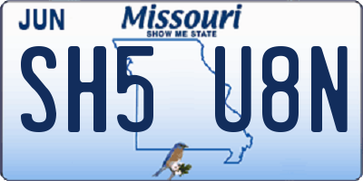 MO license plate SH5U8N