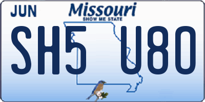 MO license plate SH5U8O