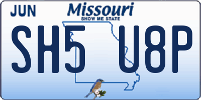 MO license plate SH5U8P